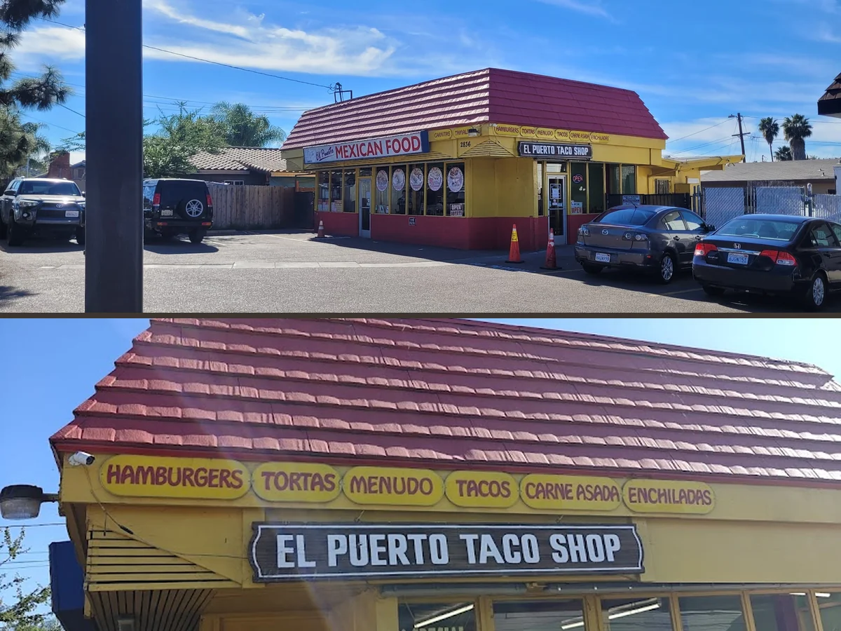 Casual eatery with a large wall menu.
